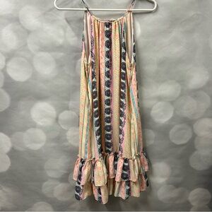 CeCe striped dress in size XS. This has a halter top with tie front and a tiered